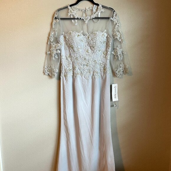 Cameron Blake Mother of the Bride Evening Formal Dress 115614 Platinum Sold Out - Picture 1 of 16